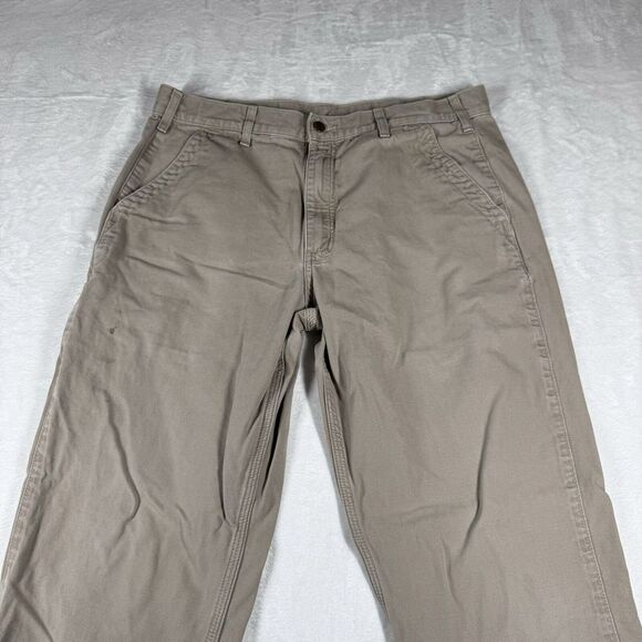 Men's Carhartt Relaxed Fit Cargo Pants Khaki 36 X 34‎ Work Straight - Picture 2 of 13